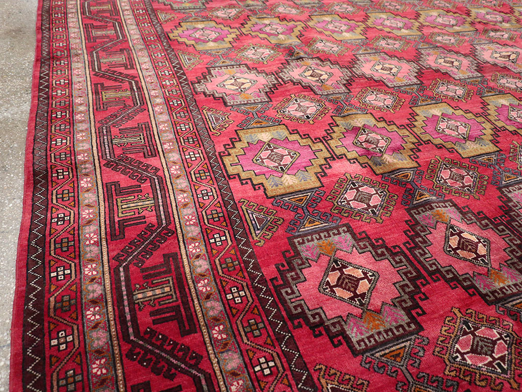 Vintage Central Asia Turkoman Room Size Carpet, No.30601 - Gss