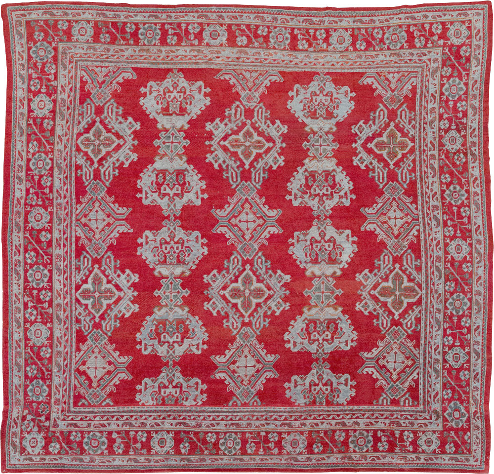 Vintage Turkish Oushak Square Room Size Carpet, No.30618 - Gss