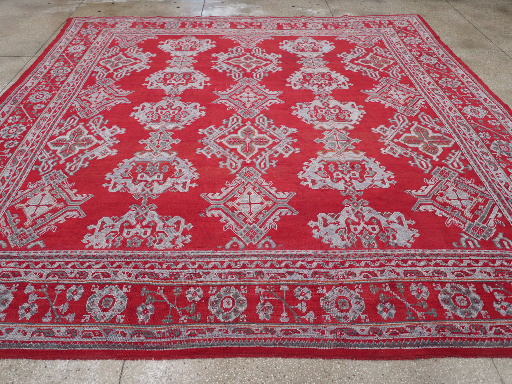 Vintage Turkish Oushak Square Room Size Carpet, No.30618 - Gss