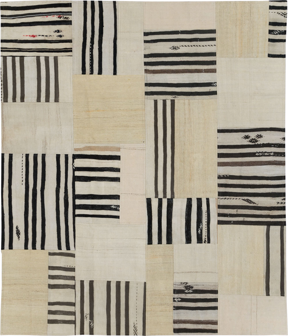 Contemporary Turkish Patchwork Style Flatweave, No.30621 - Gss
