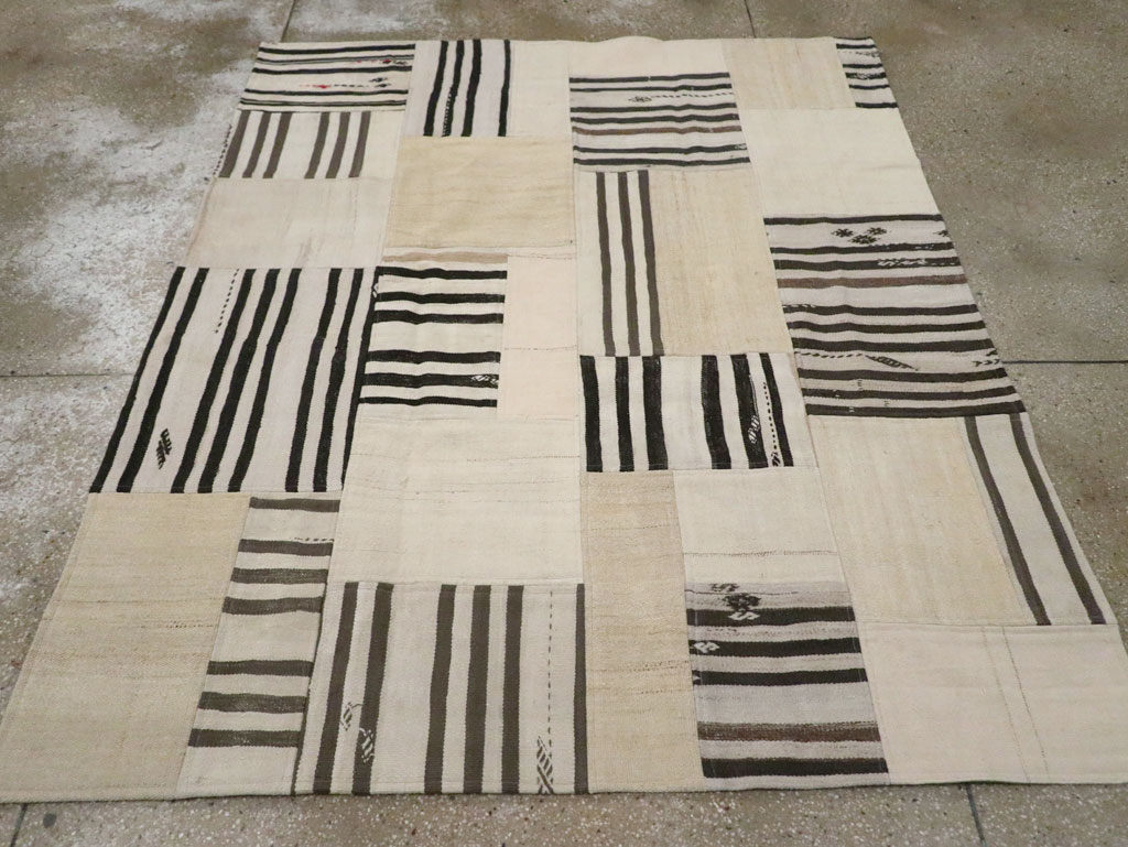 Contemporary Turkish Patchwork Style Flatweave, No.30621 - Gss