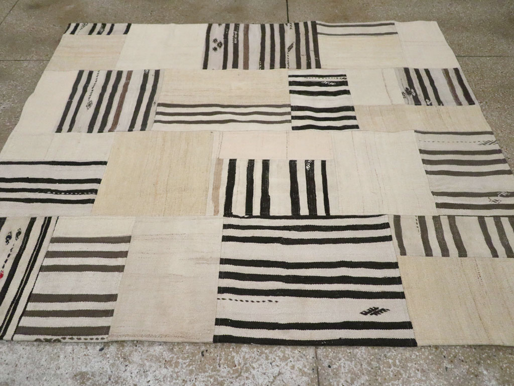 Contemporary Turkish Patchwork Style Flatweave, No.30621 - Gss