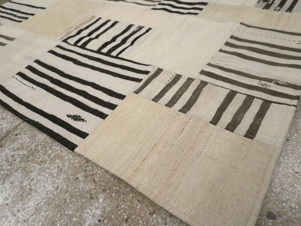 Contemporary Turkish Patchwork Style Flatweave, No.30621 - Gss