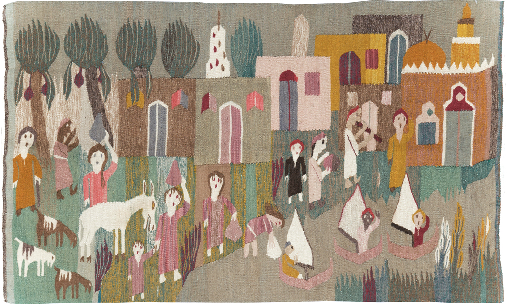 Vintage Polish Pictorial Flatweave Kilim Throw Rug, No.30632 - Gss