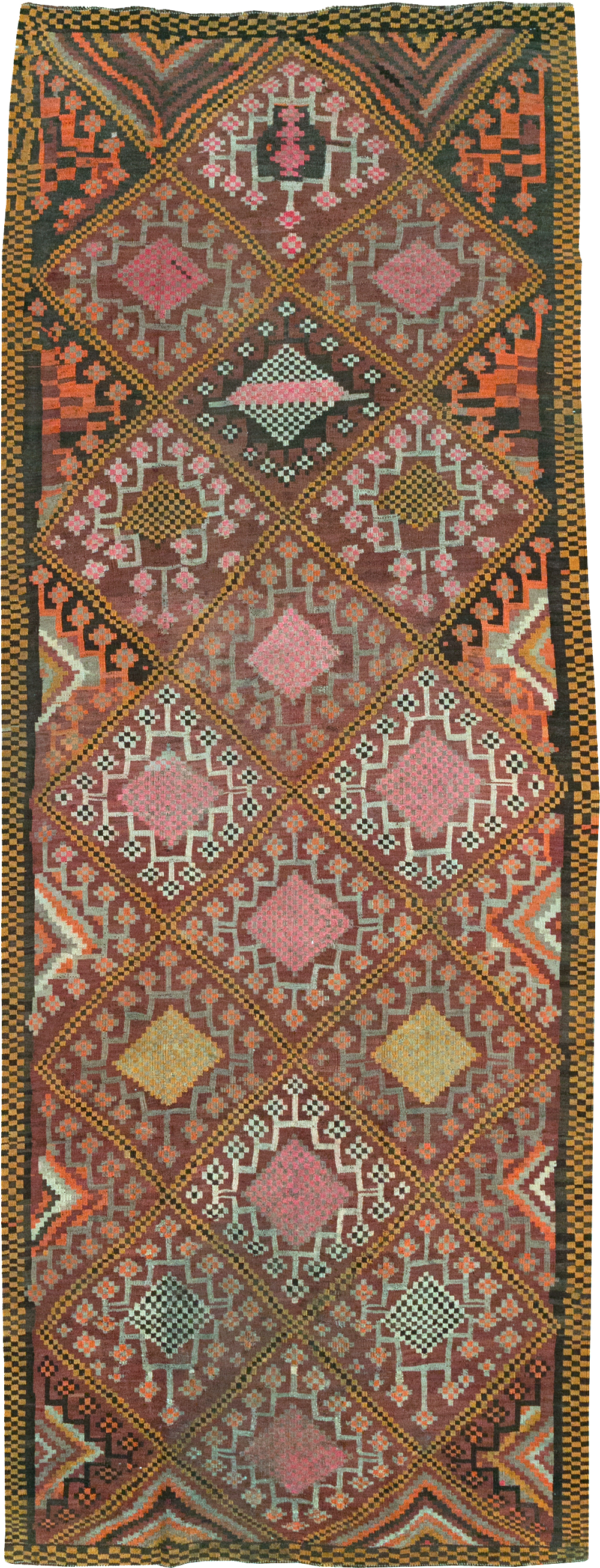Vintage Persian Flatweave Kilim Gallery Rug, No.30651 - Gss