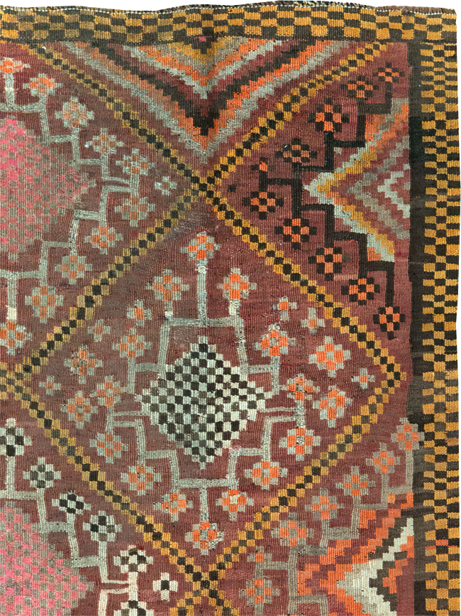 Vintage Persian Flatweave Kilim Gallery Rug, No.30651 - Gss