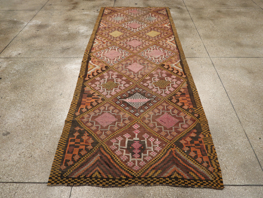 Vintage Persian Flatweave Kilim Gallery Rug, No.30651 - Gss