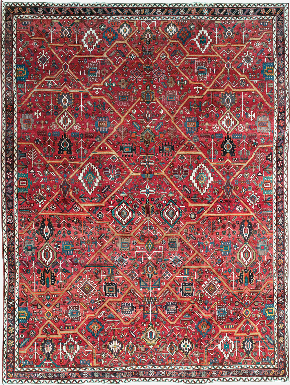 Vintage Persian Heriz Room Size Carpet, No.30663 - Gss