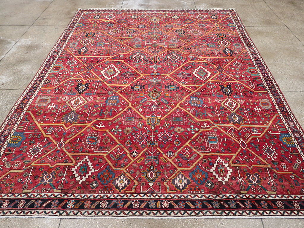 Vintage Persian Heriz Room Size Carpet, No.30663 - Gss