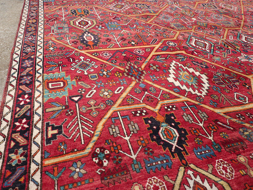 Vintage Persian Heriz Room Size Carpet, No.30663 - Gss