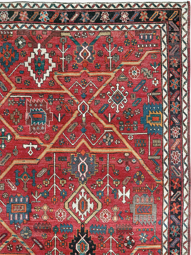 Vintage Persian Heriz Room Size Carpet, No.30663 - Gss