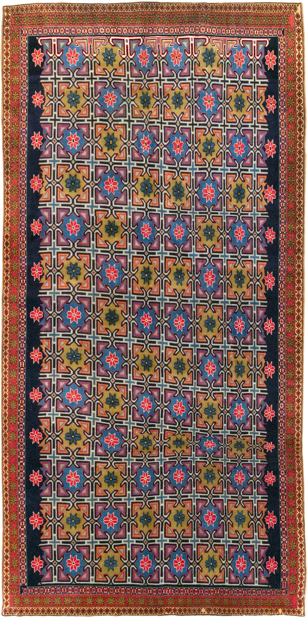 Vintage Persian Veramin Wide Gallery Runner, No.30666 - Gss