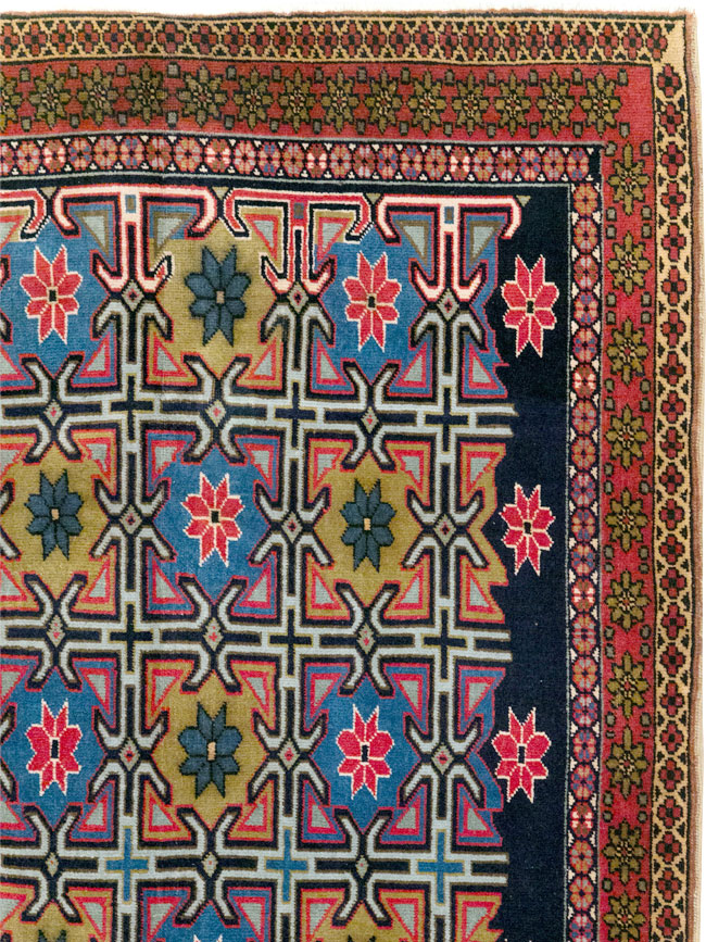 Vintage Persian Veramin Wide Gallery Runner, No.30666 - Gss