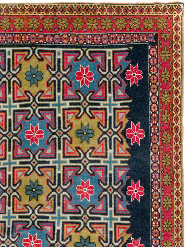 Vintage Persian Veramin Wide Gallery Runner, No.30666 - Gss