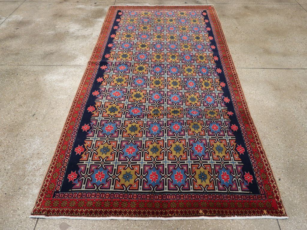 Vintage Persian Veramin Wide Gallery Runner, No.30666 - Gss