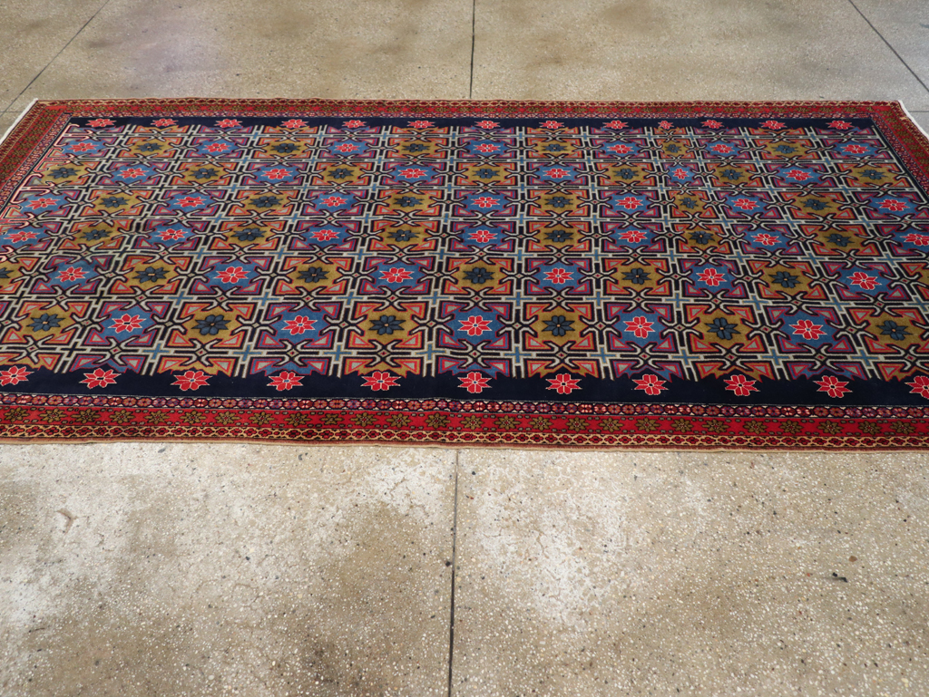 Vintage Persian Veramin Wide Gallery Runner, No.30666 - Gss