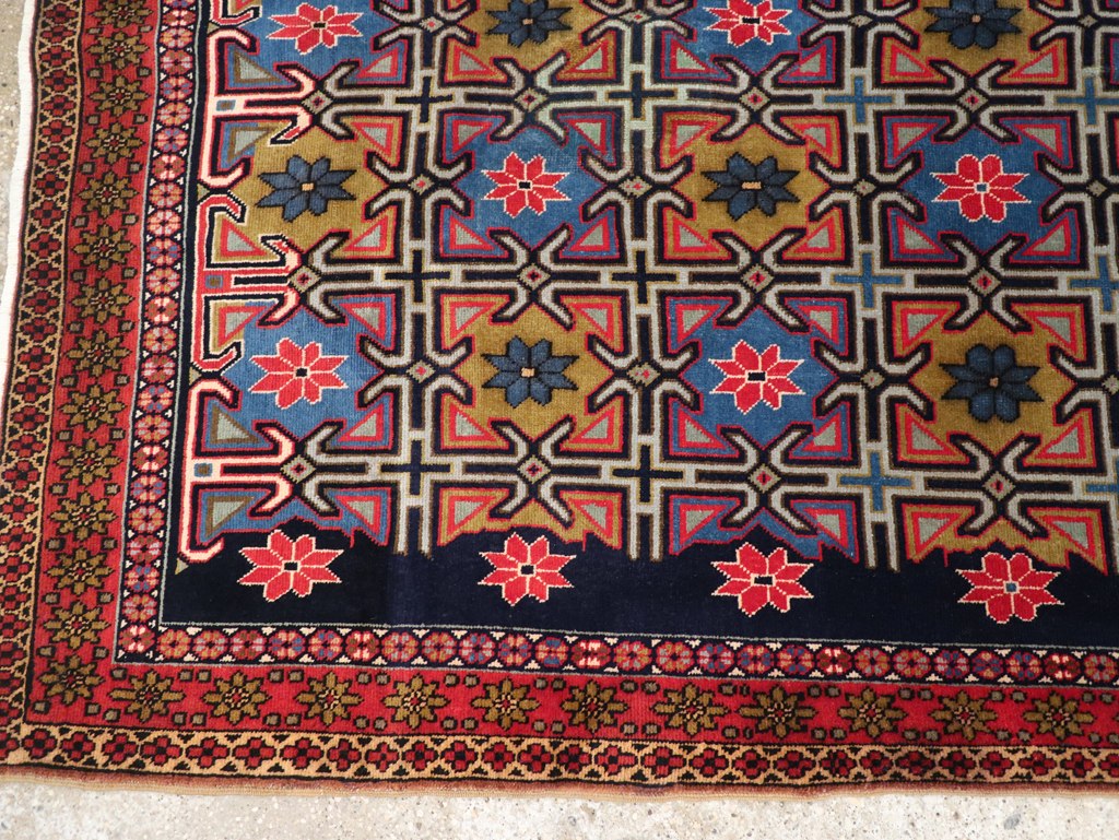 Vintage Persian Veramin Wide Gallery Runner, No.30666 - Gss