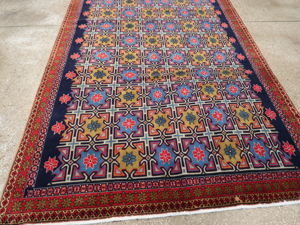Vintage Persian Veramin Wide Gallery Runner, No.30666 - Gss