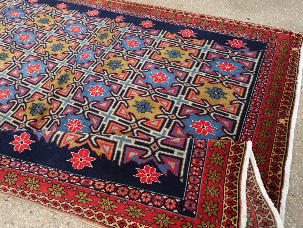 Vintage Persian Veramin Wide Gallery Runner, No.30666 - Gss