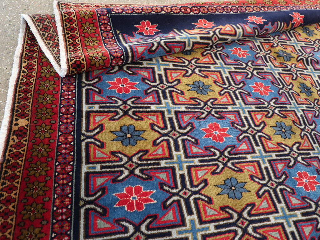 Vintage Persian Veramin Wide Gallery Runner, No.30666 - Gss