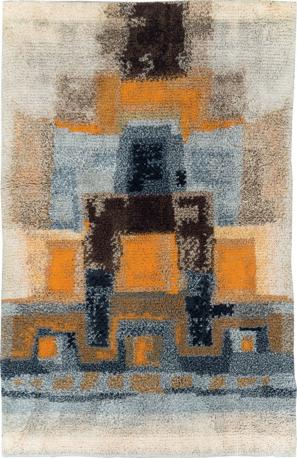 Vintage Scandinavian Rya Throw Rug, No.30669 - Gss