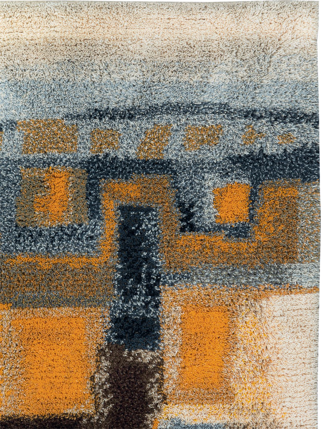 Vintage Scandinavian Rya Throw Rug, No.30669 - Gss