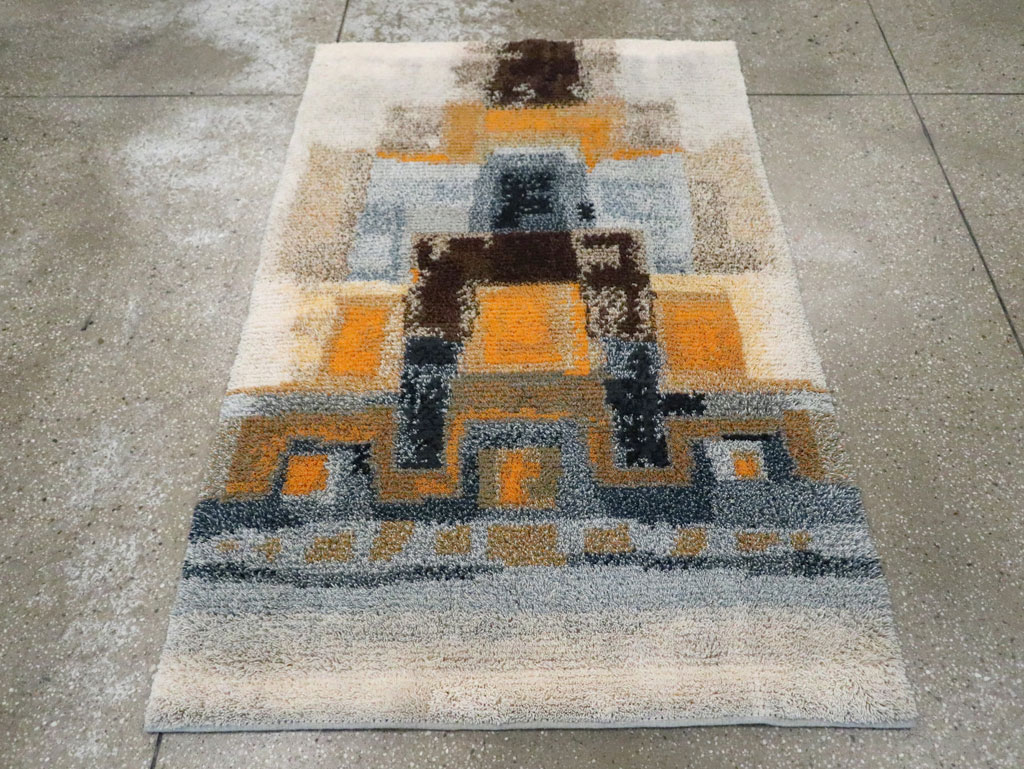 Vintage Scandinavian Rya Throw Rug, No.30669 - Gss