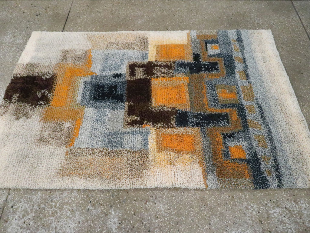 Vintage Scandinavian Rya Throw Rug, No.30669 - Gss