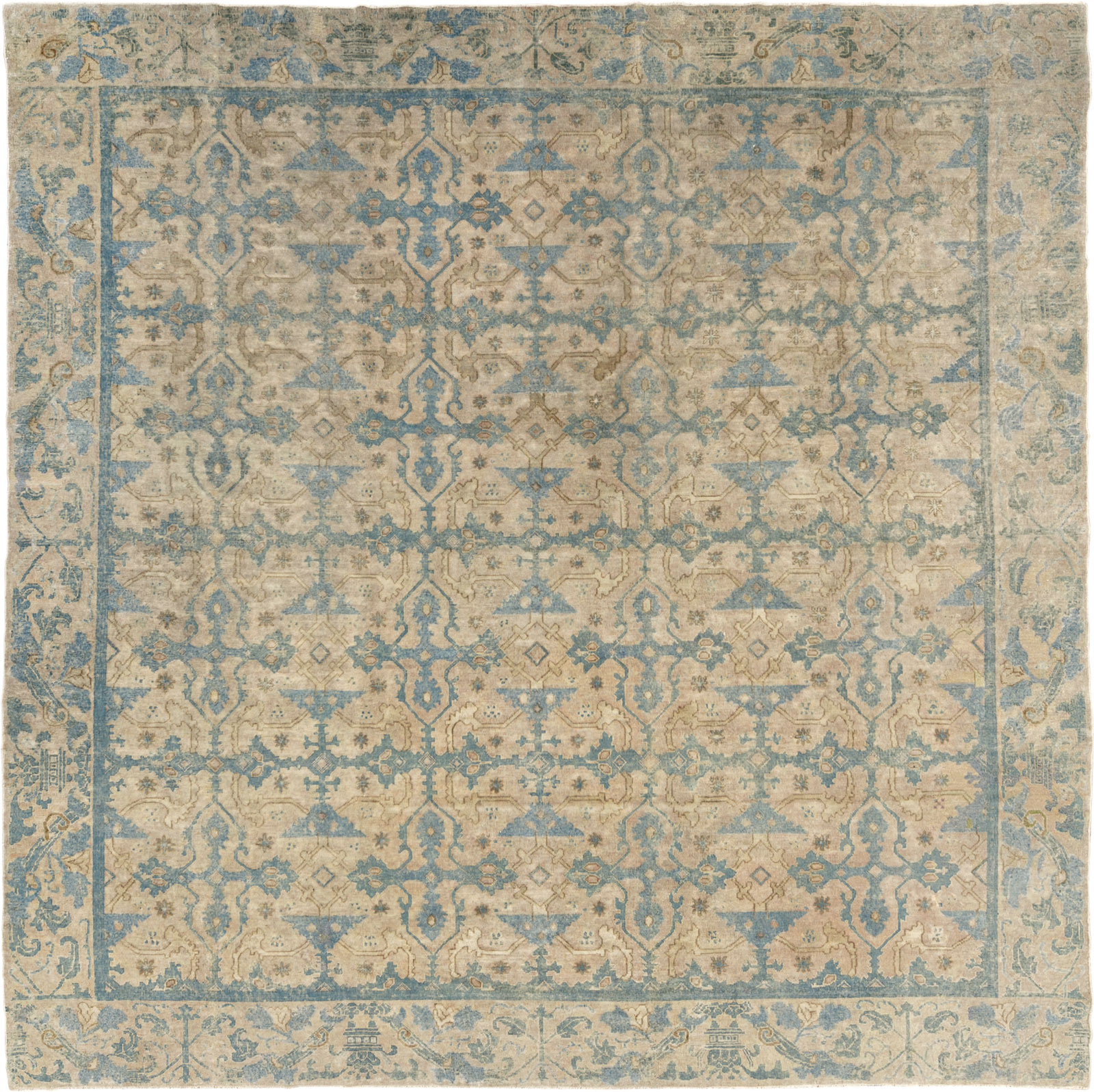 Antique Chinese Cuenca Square Room Size Carpet, No.30696 - Gss