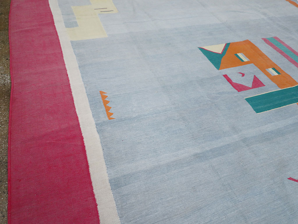 Vintage Indian Flatweave Dhurrie Large Room Size Carpet, No.30697 - Gss