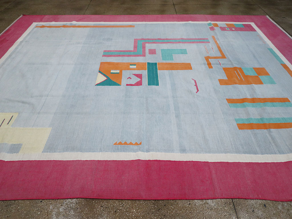 Vintage Indian Flatweave Dhurrie Large Room Size Carpet, No.30697 - Gss