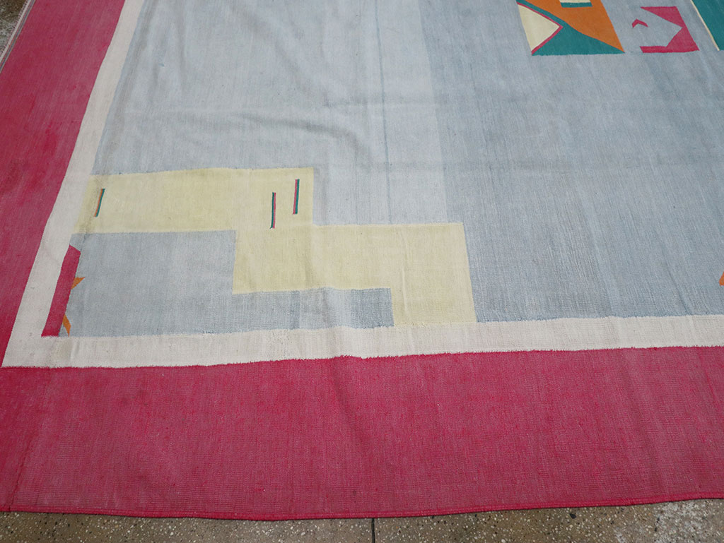 Vintage Indian Flatweave Dhurrie Large Room Size Carpet, No.30697 - Gss