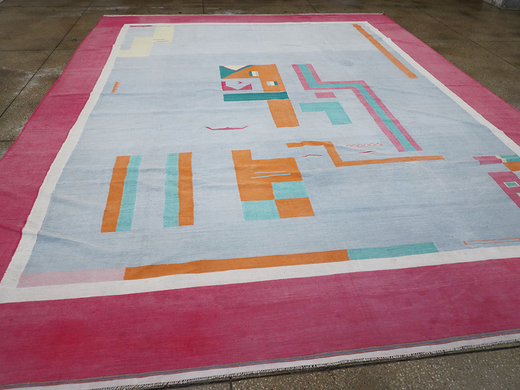 Vintage Indian Flatweave Dhurrie Large Room Size Carpet, No.30697 - Gss