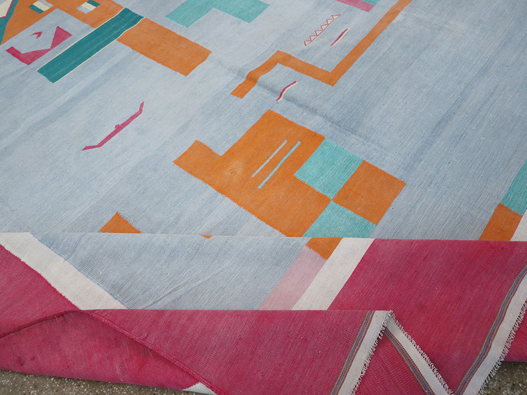 Vintage Indian Flatweave Dhurrie Large Room Size Carpet, No.30697 - Gss