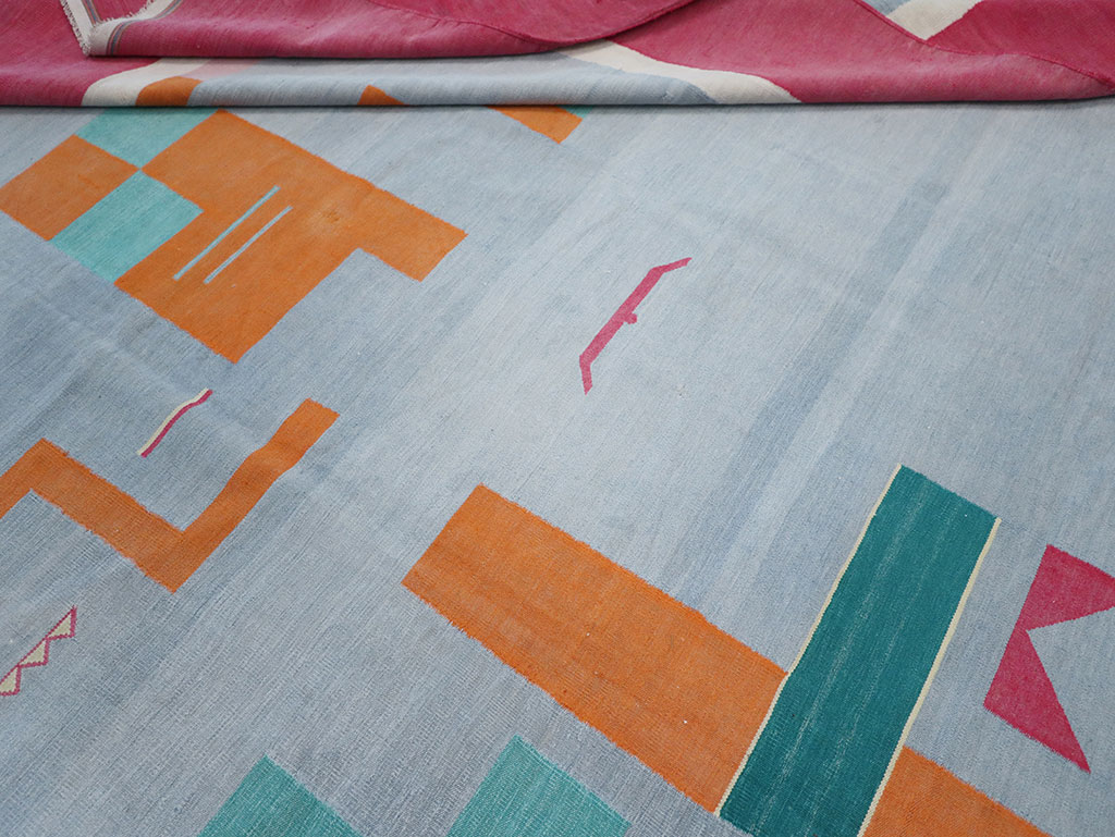 Vintage Indian Flatweave Dhurrie Room Size Carpet, No.30697 - Gss