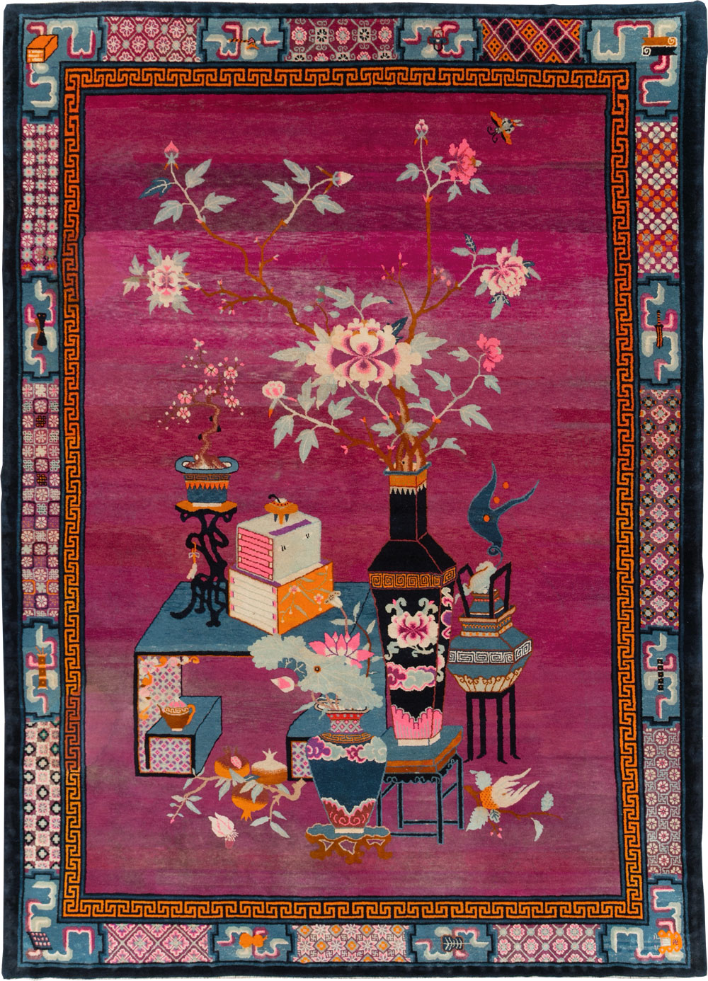 Vintage Chinese Pictorial Art Deco Room Size Carpet, No.30701 - Gss
