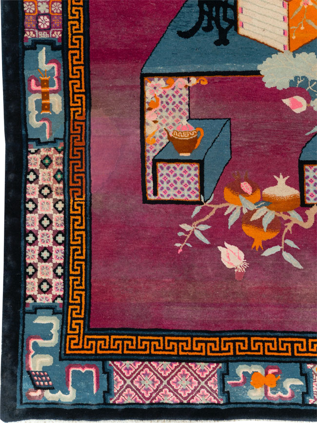 Vintage Chinese Pictorial Art Deco Room Size Carpet, No.30701 - Gss