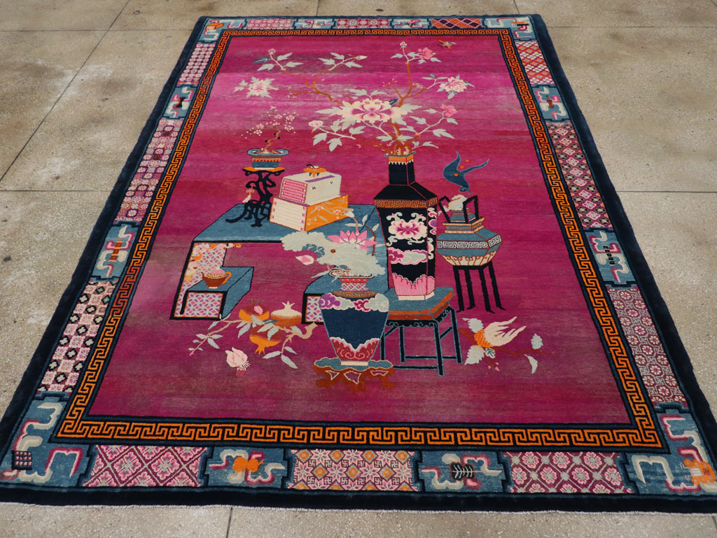 Vintage Chinese Pictorial Art Deco Room Size Carpet, No.30701 - Gss
