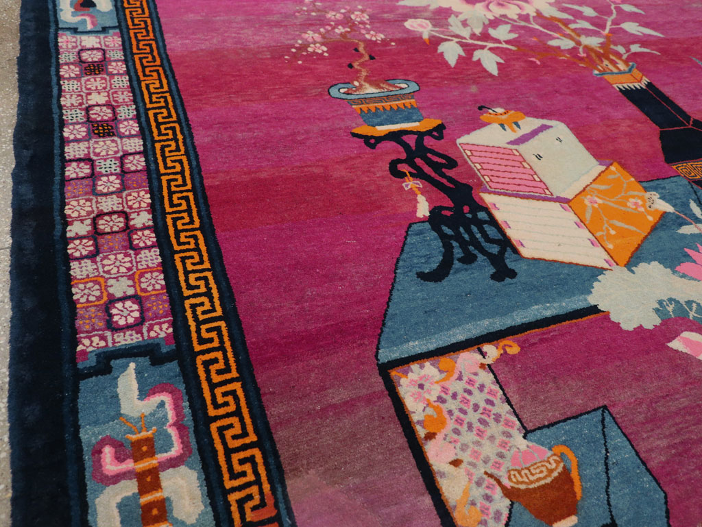 Vintage Chinese Pictorial Art Deco Room Size Carpet, No.30701 - Gss