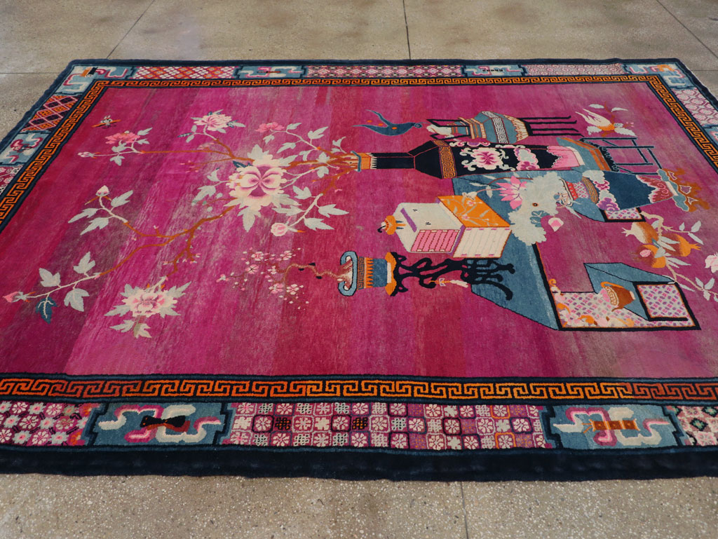 Vintage Chinese Pictorial Art Deco Room Size Carpet, No.30701 - Gss