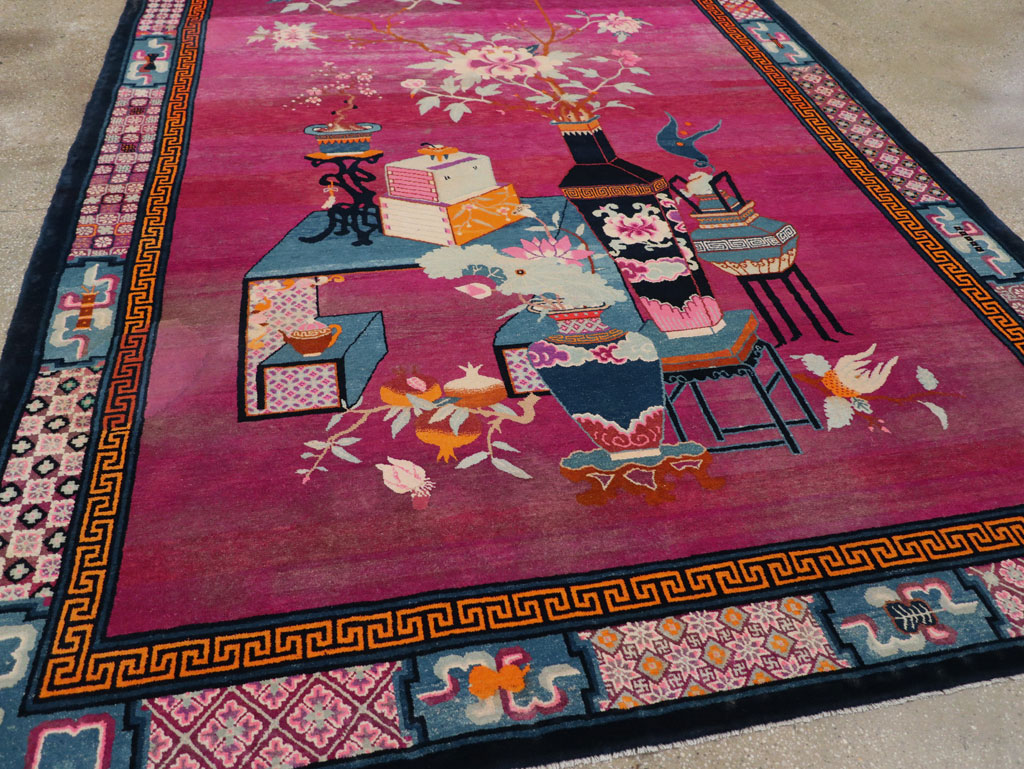Vintage Chinese Pictorial Art Deco Room Size Carpet, No.30701 - Gss