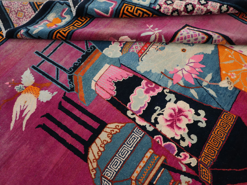 Vintage Chinese Pictorial Art Deco Room Size Carpet, No.30701 - Gss