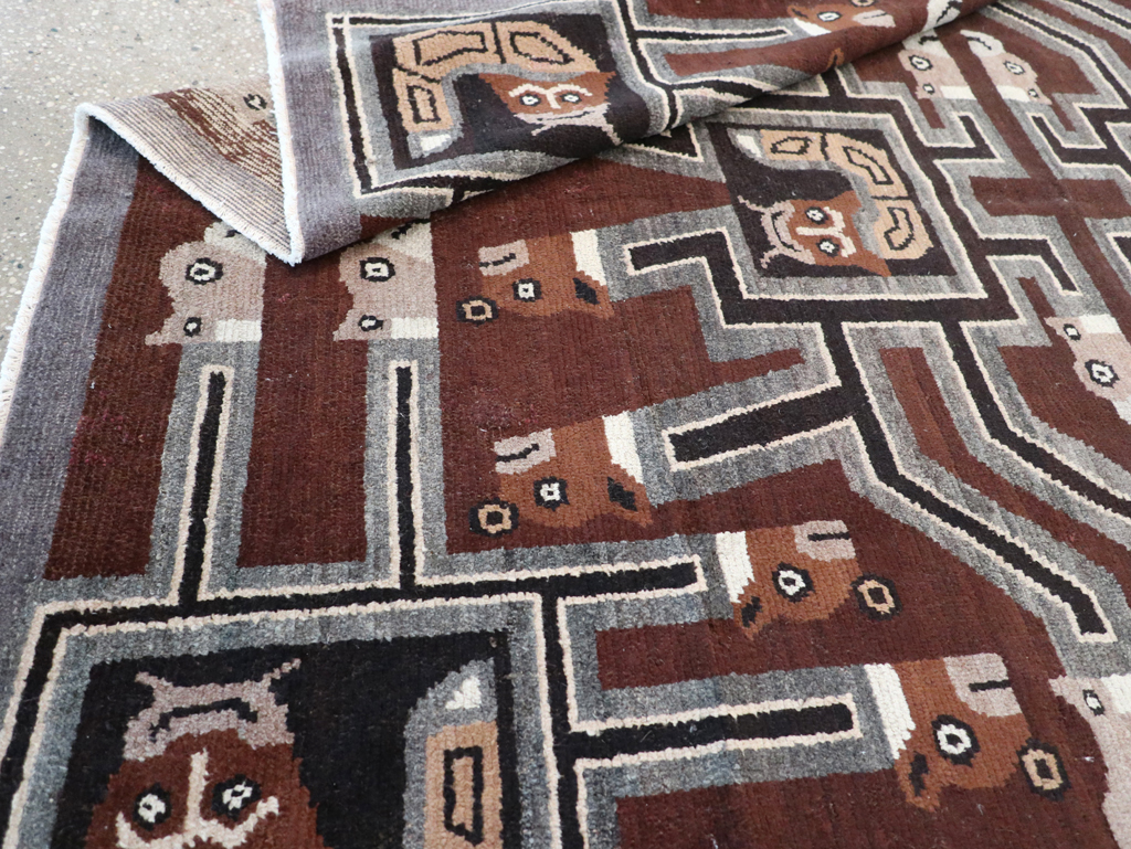 Vintage Indian Art Deco Style Pictorial Accent Rug, No.30724 - Gss