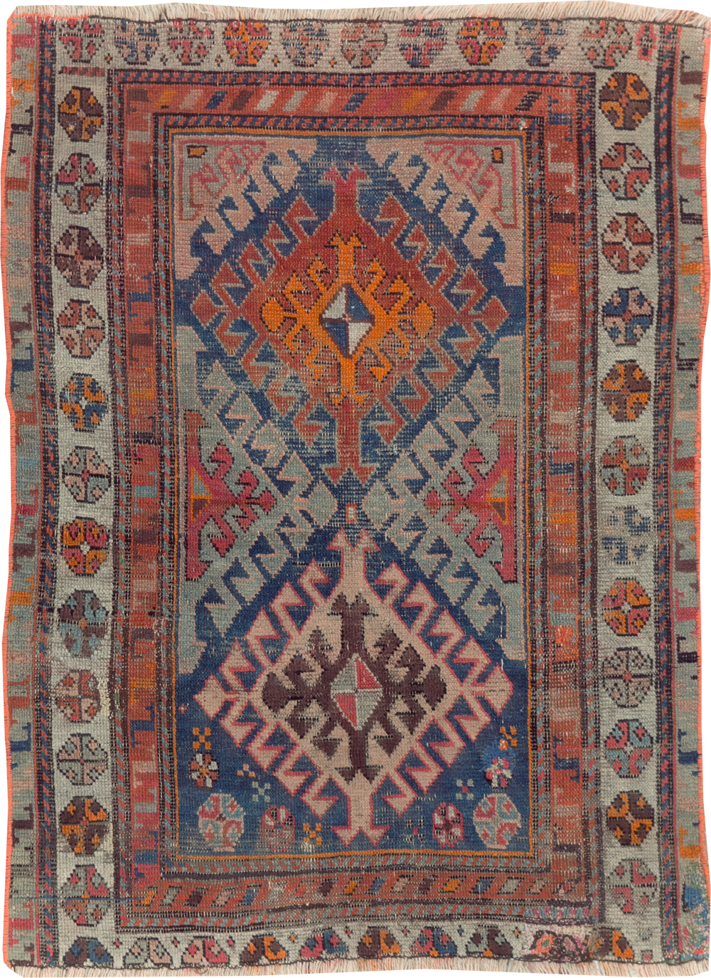 Antique Caucasian Throw Rug, No.30725 - Gss