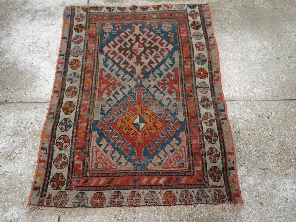 Antique Caucasian Throw Rug, No.30725 - Gss