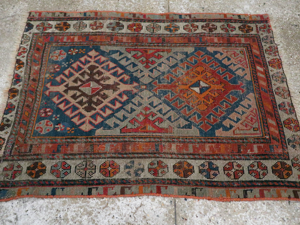 Antique Caucasian Throw Rug, No.30725 - Gss