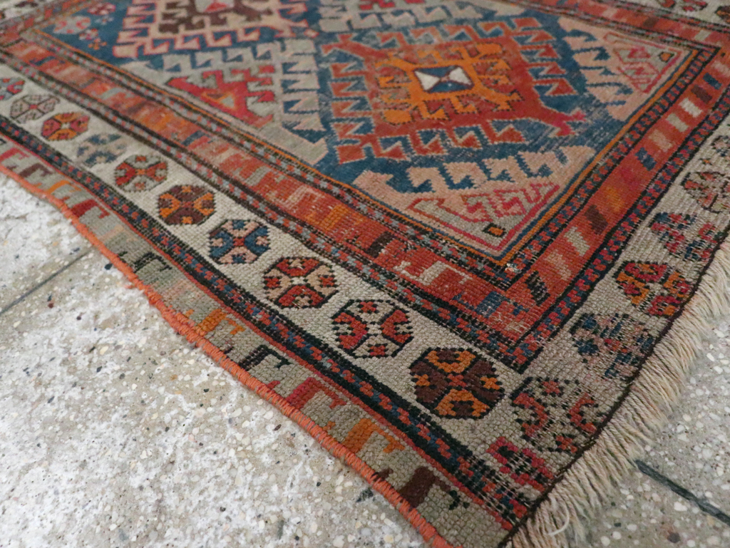 Antique Caucasian Throw Rug, No.30725 - Gss