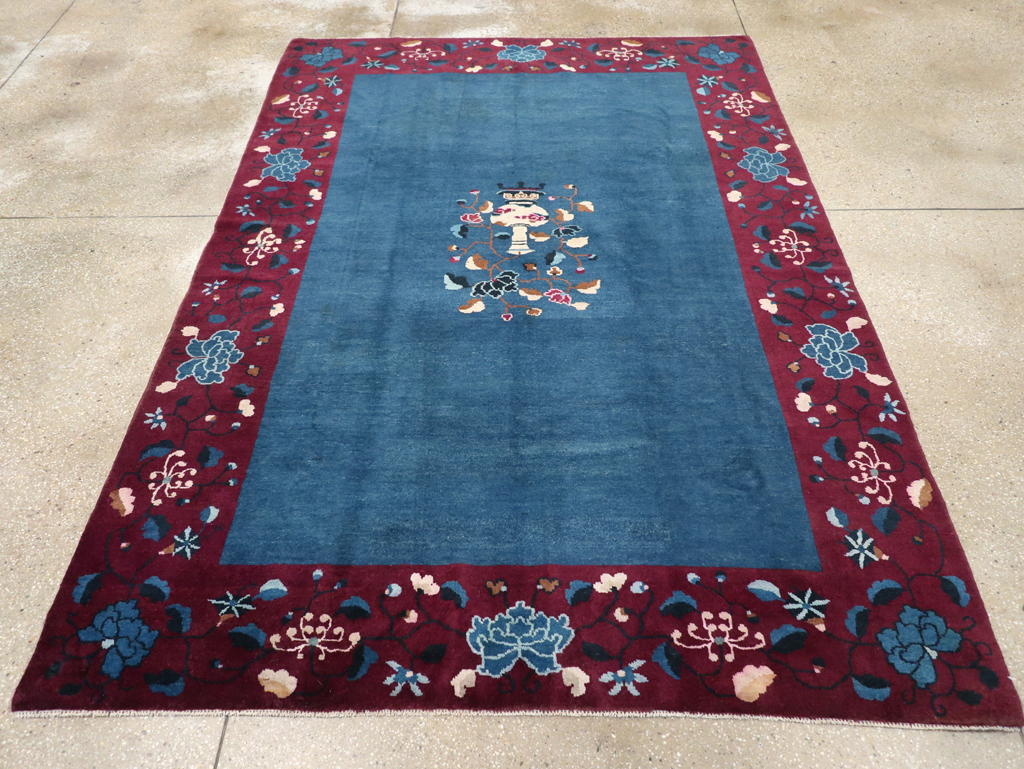 Vintage Chinese Art Deco Accent Carpet, No.30730 - Gss