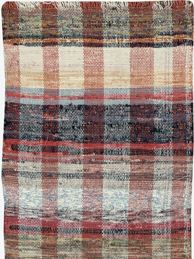 Vintage Plaid Turkish Flatweave Long Runner, No.30739 - Gss