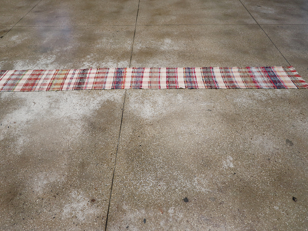 Vintage Plaid Turkish Flatweave Long Runner, No.30739 - Gss